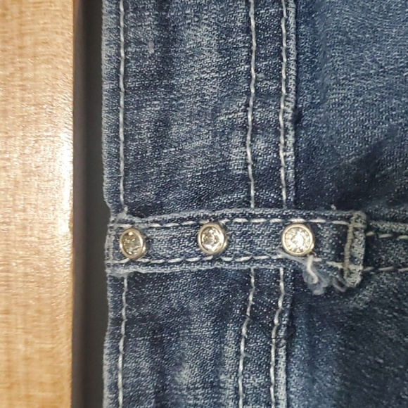 Grace in LA jeans women's size 3 blue silver embroidered pockets jewels capri - Picture 12 of 16